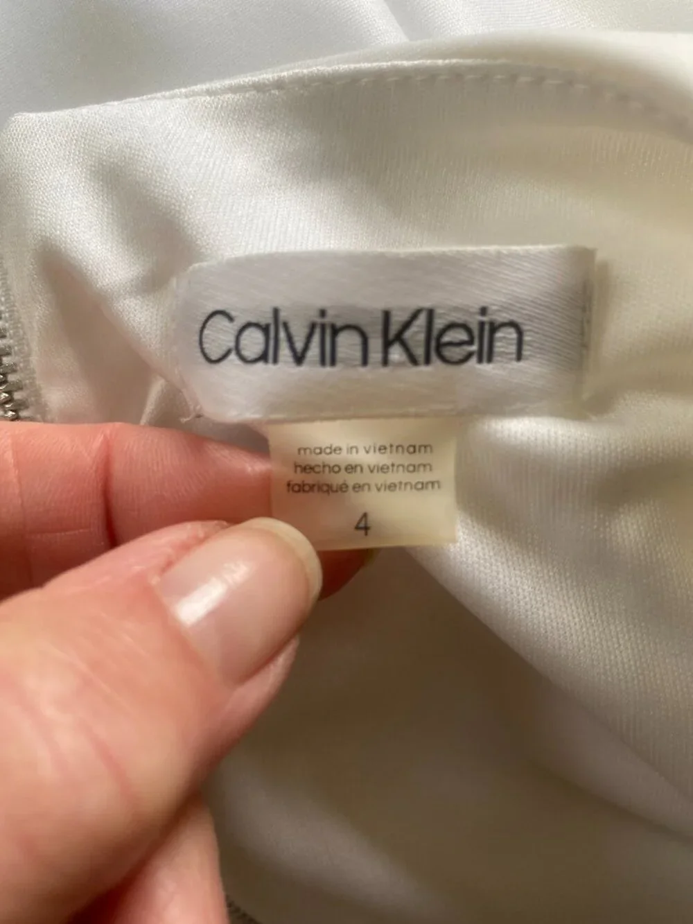CALVIN KLEIN white with blue flowers sheath dress, size 4